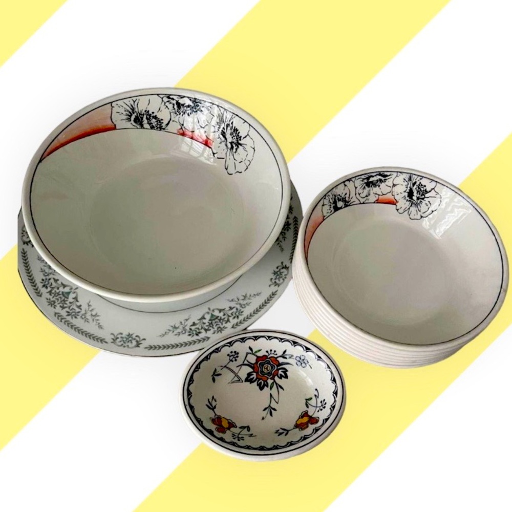 VINTAGE Vitrified Hotel Ware "Mayflower" + Midwinter Reflex England Dishes LOT
